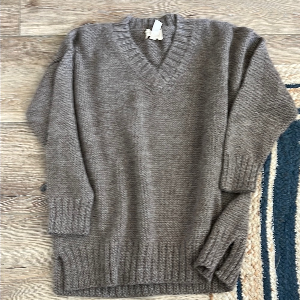 Laude The Label Taupe V Neck Sweater